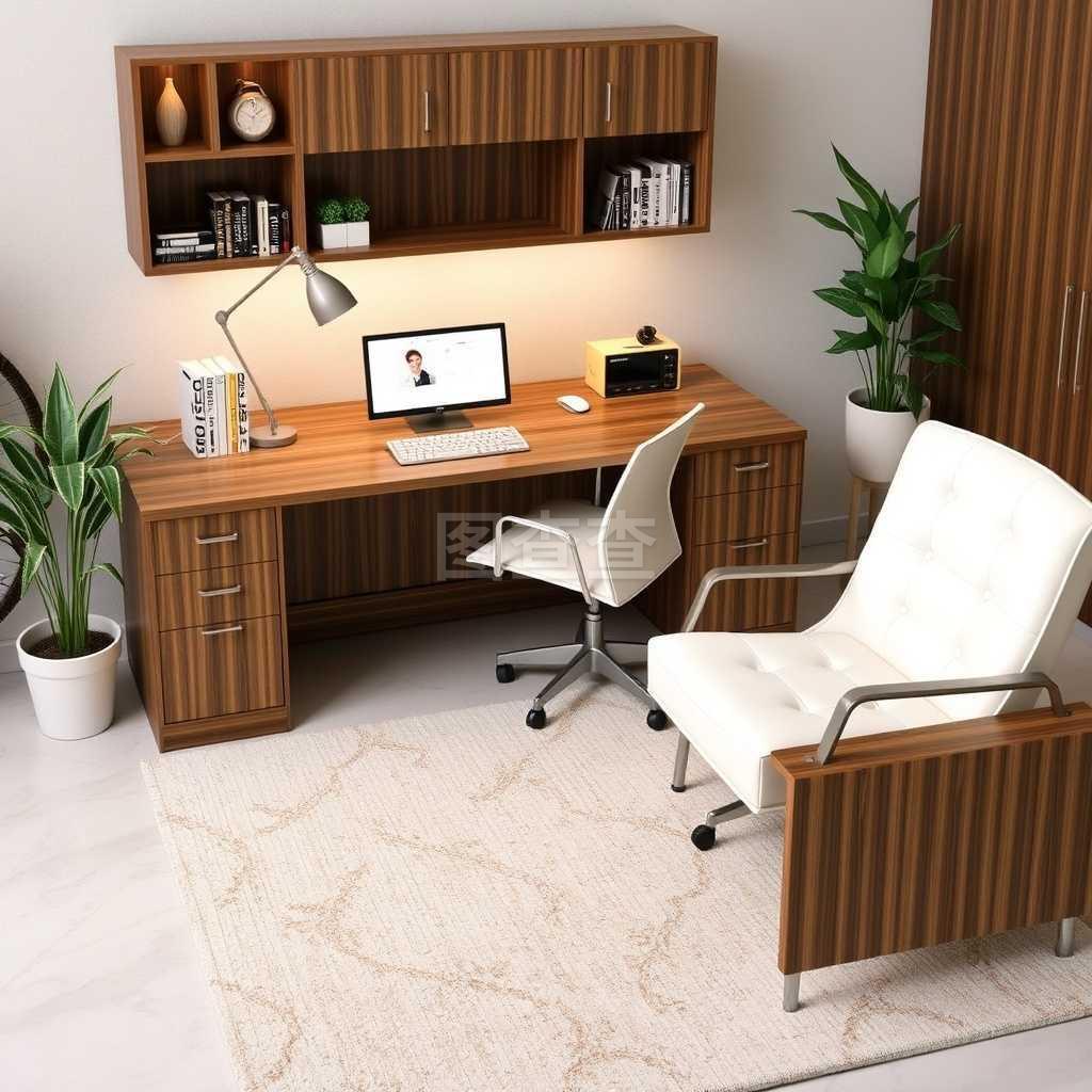 眺望云端的工作時光 帶辦公用品的木桌與頂層風景